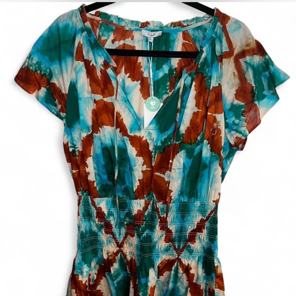 RAILS NWT SIZE XL TIE-DYE SHIBORI CINCH WAIST DRESS - Picture 2 of 10